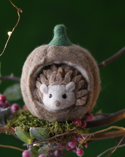 Felt hedgehog pumpkin autumn - felt,