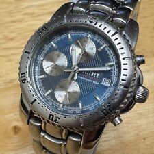 Zeitner Quartz Watch Commando Unisex 100m Silver Steel Chronograph New Battery
