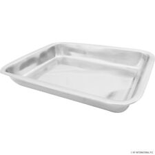 34CM BAKING TRAY STAINLESS STEEL DEEP ROASTING OVEN PAN GRILL BAKE COOK DISH NEW