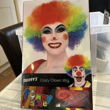 Smiffys Rainbow Crazy Clown Curly Afro Wig Adults Mens Ladies Fancy Dress