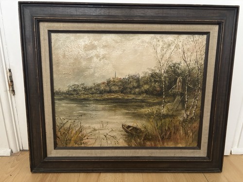 Antique oil painting canvas - antique, on