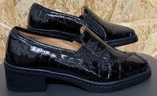 Ladies Gabor Patent Leather Slip On Mock Croc Shoes. Uk 3.5H. Black. BRAND NEW