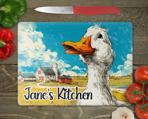 Duck chopping board glass - duck,