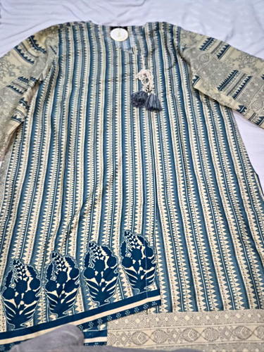 Junaid jamshed blue printed - junaid,