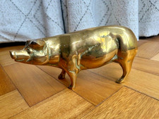 Vintage Heavy Solid Brass Pig Figurine display, doorstop, paperweight (G4)