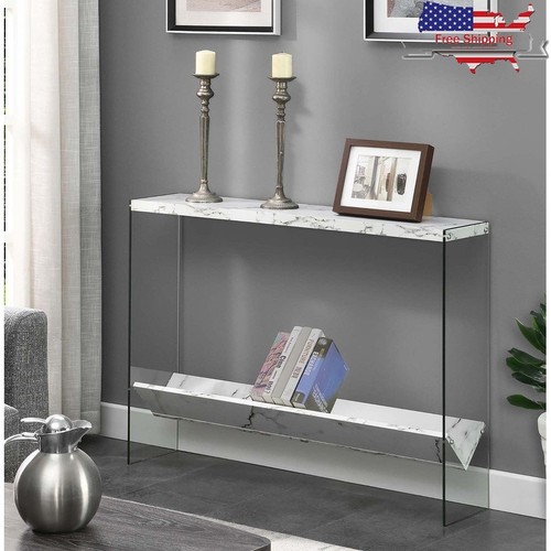 Glass console table shelf - glass, w/