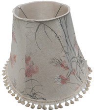 Large Standard Lampshade Vintage Pink Floral XL Natural Fabric Fringe Shade
