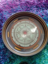 A NICE VINTAGE LARGE CELTIC STUDIO POTTERY SHALLOW BOWL NEWLYN CORNWALL