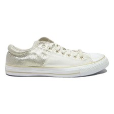 CONVERSE Womens Low Top Trainers Canvas White & Metallic Gold UK 9 Casual Shoes