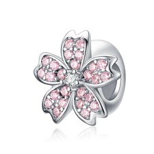 Pink Daisy Charm Bead Flower Spacer Stopper Genuine 925 Sterling Silver 💖