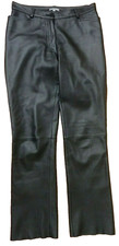 MARKS SPENCER Black Leather Straight Trousers £199 - UK 8 - Per Una