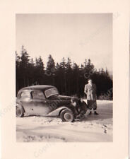 Mercedes Benz 170V w/ woman near Oberhof 1950 classic car. Picture From Photo Album