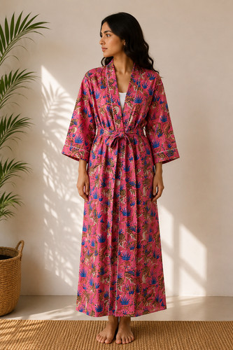 Women cotton kimono robe - cotton,