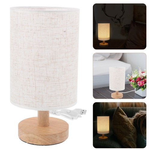 Beige retro wood desk lamp - beige,