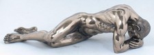 Nude male bronze figurine by - male, (by
