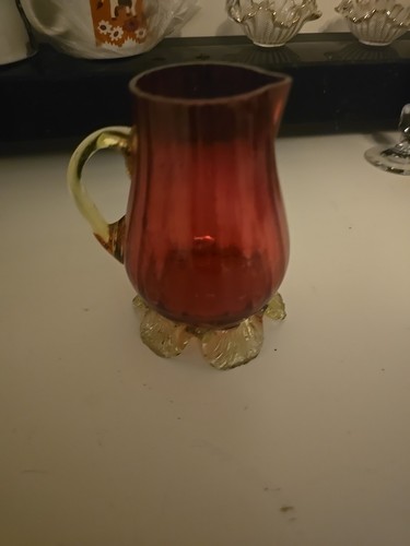 Victorian cranberry glass jug - victorian,