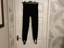 Primark Size M (12-14) Black Elastic Stirrup Leggings In Very Good Condition