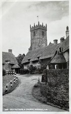 1957 Godshill Church & Cottage B&W Real Photo Postcard Isle of Wight Hampshire