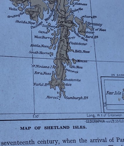 1923 map county shetland - of,