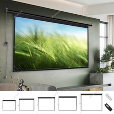 Electric Motorised Projector Screen Manual Pull Down Projection 60-120in Cinema