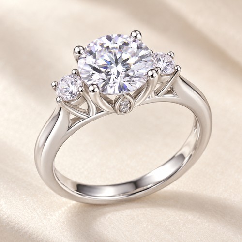 Three stone moissanite ring - three,