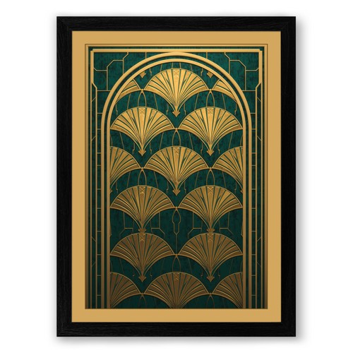 Gilded fans art deco framed - gilded,
