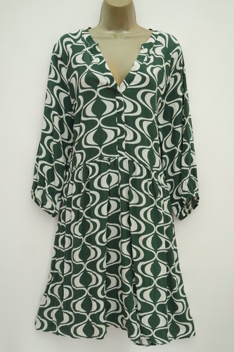 Papaya green white print smock - green,