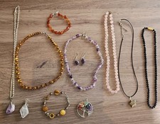 JOB LOT SEMI PRECIOUS NATURAL GEMSTONE JEWELLERY TIGERS EYE QUARTZ AMETHYST X11