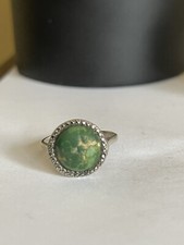 Vintage Sterling Silver Variscite And Marcasite Ring Size M