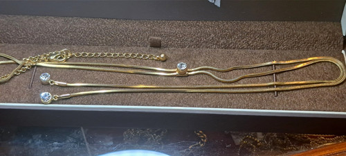 Gold tone clear crystal - clear,
