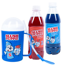 Official Slush Making Cup & 2x 500ml Syrups Cola, Apple, Raspberry or Strawberry
