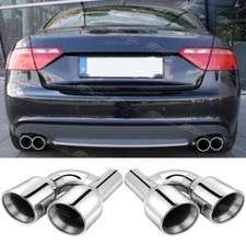 2X For Audi S3 S4 A5 S5 B8 2.5" In 4" Out 11.25" Double Wall Dual Exhaust Tips