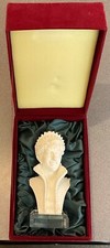 DIANA,THE PEOPLES PRINCESS ,STUNNING DECORATED ALABASTER BUST,ON GLASS BASE.BOXD