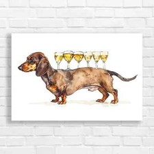 Dachshund Wine Glasses Canvas Print Large Picture Wall Art