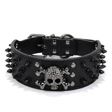 Spiked Studded PU Leather Dog Collar For Large Dogs Pitbull Boxer Staff S M L XL