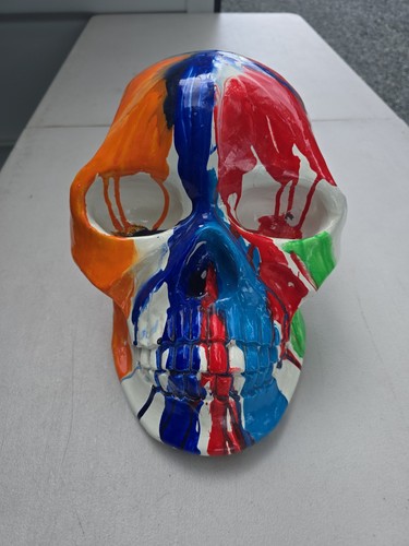 Colorful dripping paint skull - dripping,