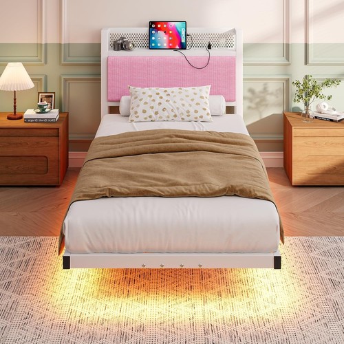 Floating single metal bed - floating,