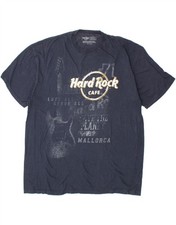HARD ROCK CAFE Mens Mallorca Graphic T-Shirt Top XL Navy Blue Cotton BY09