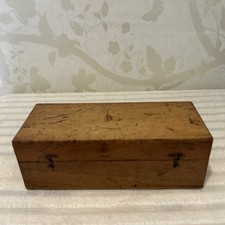 Vintage Antique Fruit Wood Box With Hinged Lid & Hook Fasteners Nice Patina!