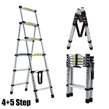 Telescopic Loft Ladder, Portable 4+5 Step Aluminium Extension Ladder (1.4m+1.7m)