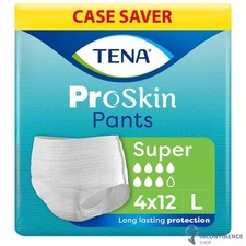 4x TENA ProSkin Pants Super Incontinence Pants - Large - Pack of 12 - 2100ml