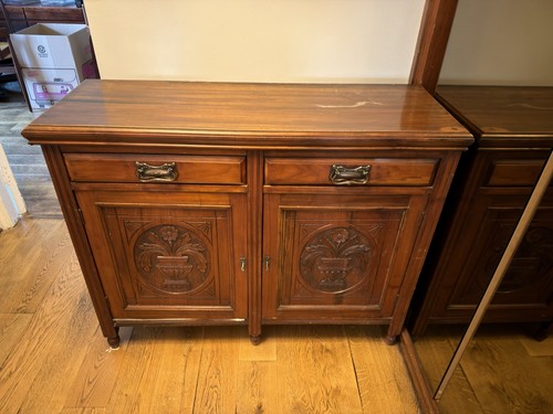 Carved walnut cabinet - walnut,