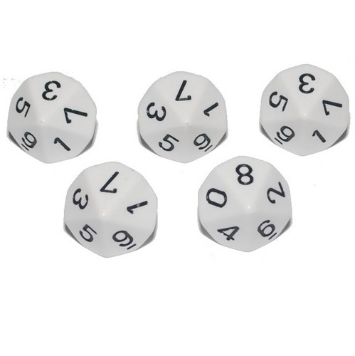 Poly dice white d10 10 - x5,,