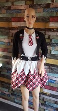 Halloween Punk Rocker School Girl Uniform Tartan Tutu Outfit Size 13-14 Years 8