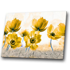 Poppy's Flower Yellow British Abstract Canvas Wall Art Cool Picture Prin