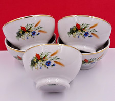 5 French Porcelain  Cafe au Lait Coffee Bowls Floral Design APILCO   A2008