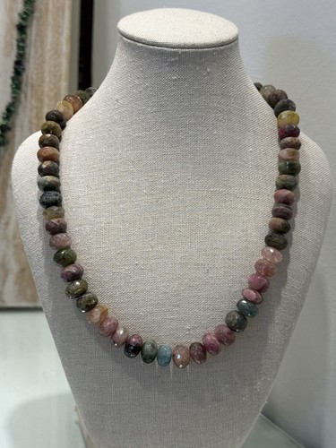 Watermelon tourmaline necklace - tourmaline,