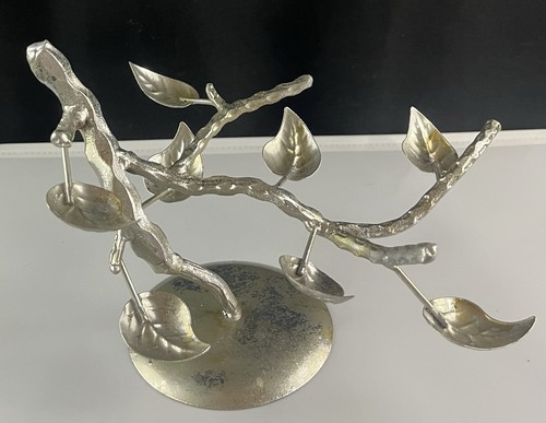 Silver metal leaf branch - metal,