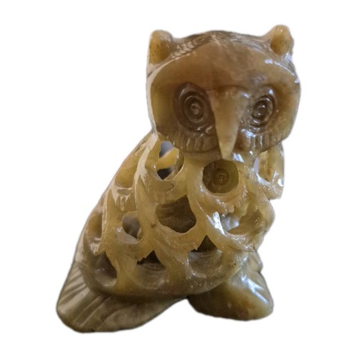 Hand carved stone jali - stone, owl
