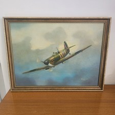 Original Spitfire Painting By David O Cooper Rectangular Frame Signed Artwork